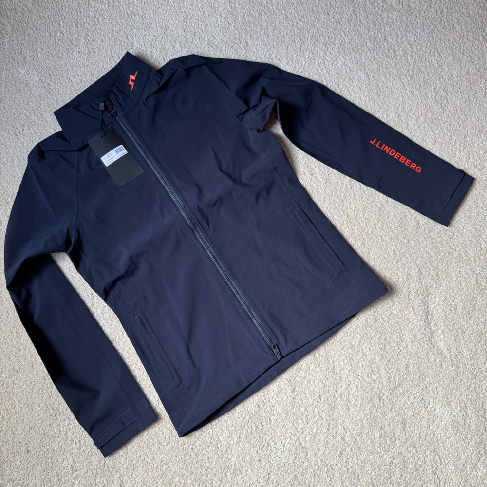 J. Lindeberg Everly Rain Jacket Navy Blue Golf New NWT - Small